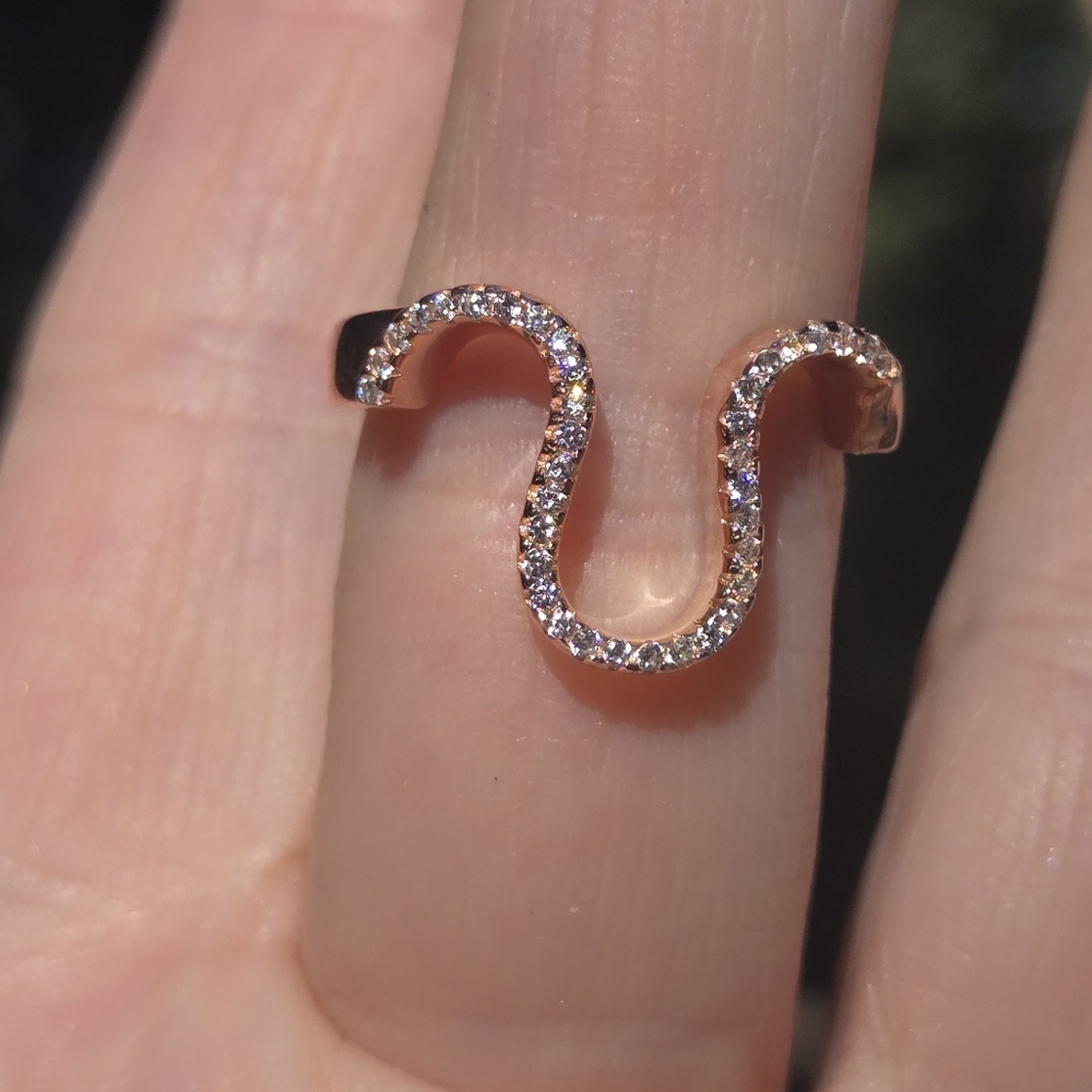 Topaz Sterling & Rosegold Horshoe Ring To Catch Luck Sz7 - Picture 3 of 10